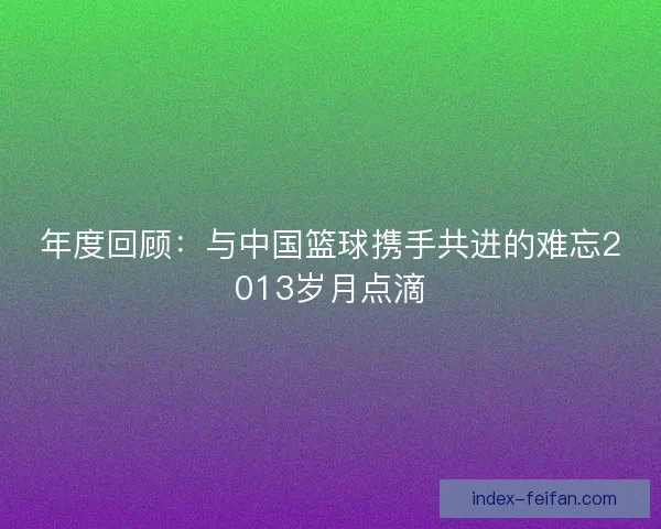 年度回顾:与中国篮球携手共进的难忘2013岁月点滴 年度回顾:与中国篮球携手共进的难忘2013岁月点滴