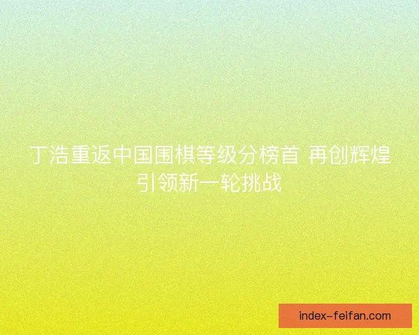 丁浩重返中国围棋等级分榜首 再创辉煌引领新一轮挑战